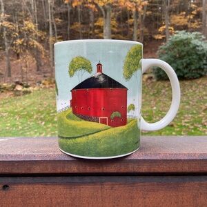 Gibson Home Red Barn Folk Art Mug – Warren Kimble Style Country Farmhouse